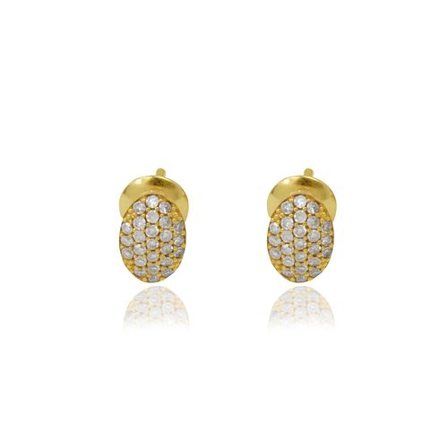 Brincos Ovais de Ouro 18k com Diamantes
