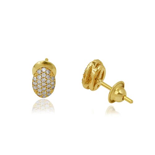 Brincos Ovais de Ouro 18k com Diamantes