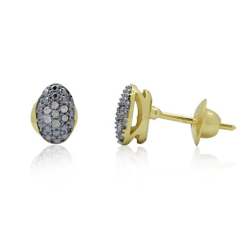 Brincos Ovais Mini de Ouro 18k com Diamantes