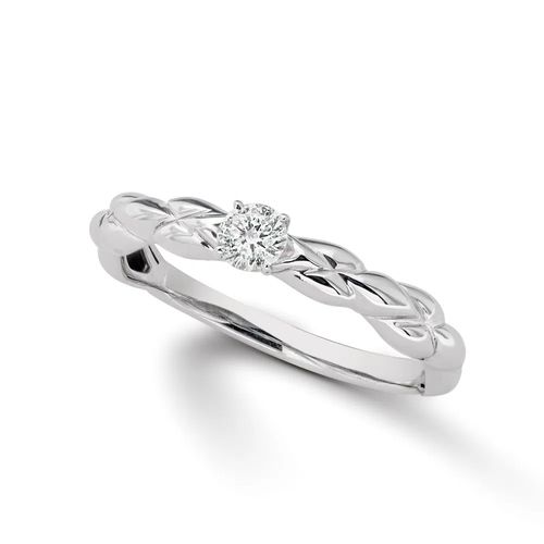 Anel Solitário de Ouro Branco 18k com Diamante