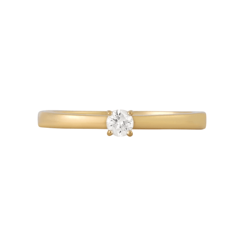 Anel Solitário de Ouro 18k com Diamante de 10 Pontos