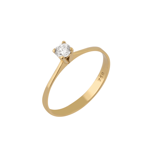 Anel Solitário de Ouro 18k com Diamante de 10 Pontos