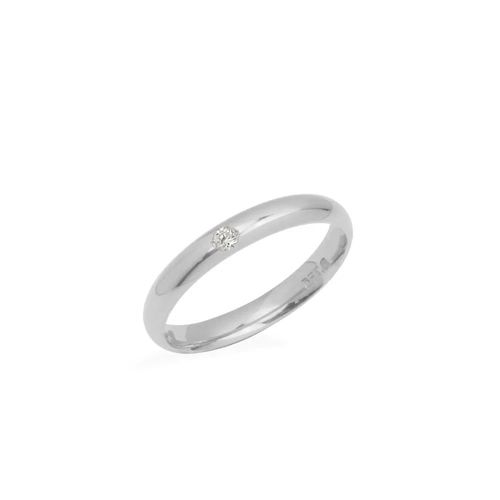 Aliança de Ouro Branco 18k Anatômica Abaulada com Diamante