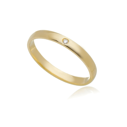 Aliança Anatômica de Ouro 18k de 2,4mm com Diamante