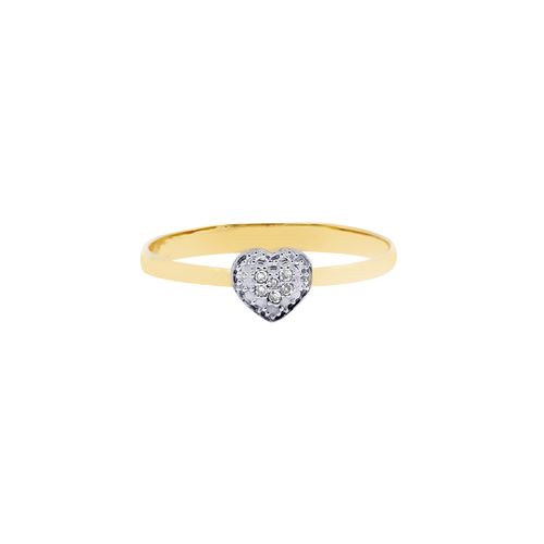 Anel Coração Pequeno de Ouro Amarelo 18k com Diamantes