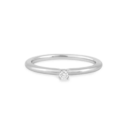 Anel Solitário Marry Me P de Ouro Branco 18k de Diamante