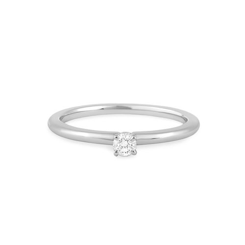 Anel Solitário Marry Me de Ouro Branco 18k com Diamante