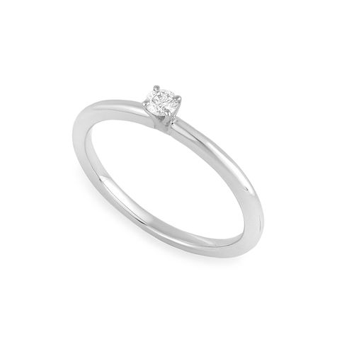 Anel Solitário Marry Me de Ouro Branco 18k com Diamante