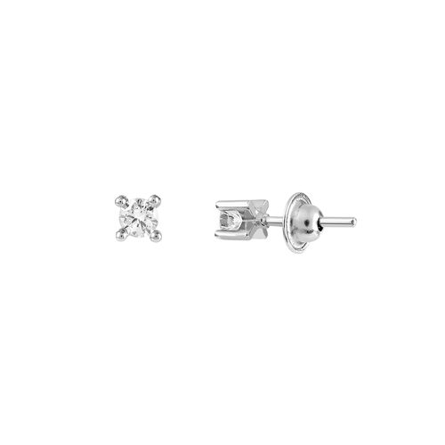 Brincos Solitário de Ouro Branco 18k com Diamante