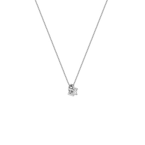 Colar Ponto de Luz P de Ouro Branco 18k com Diamante