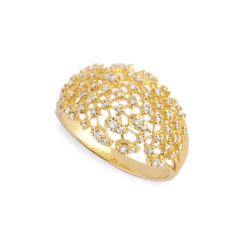 Anel Encanto P de Ouro 18k com Diamantes Flocados