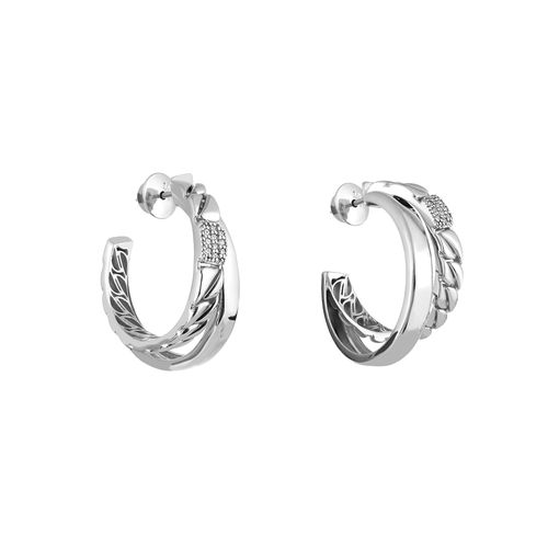 Brincos Origem Argola de Ouro Branco 18k com Diamantes
