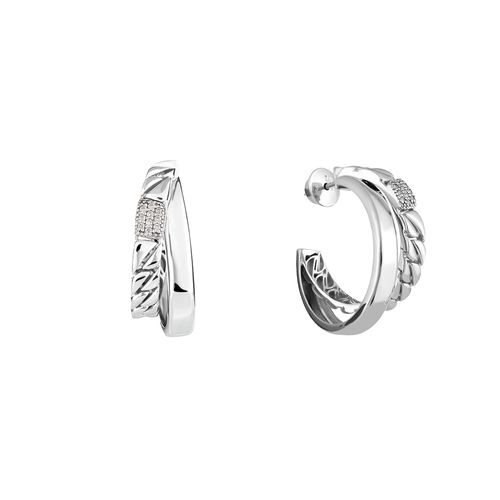 Brincos Origem Argola de Ouro Branco 18k com Diamantes