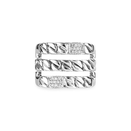 Anel Triplo Origem de Ouro Branco 18k com Diamantes