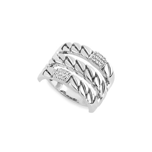 Anel Triplo Origem de Ouro Branco 18k com Diamantes