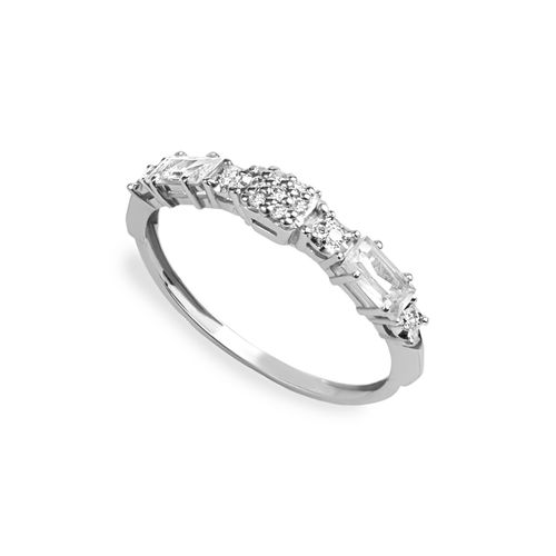 Anel Essência M de Ouro Branco 18k com Topazio Branco e Diamante