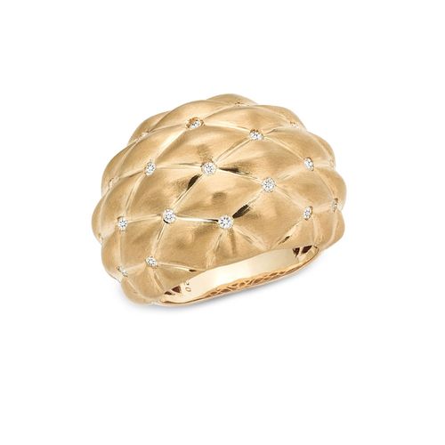 Anel Solar Largo de Ouro 18k com Diamantes