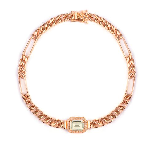 Pulseira Aurora de Ouro Rosé 18k com Prasiolita e Diamantes Chocolate