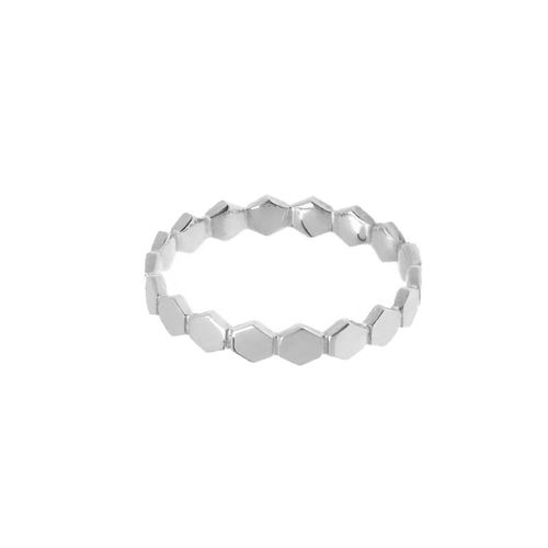 Anel Allegro Hexágono de Ouro Branco 18k