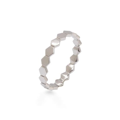 Anel Allegro Hexágono de Ouro Branco 18k