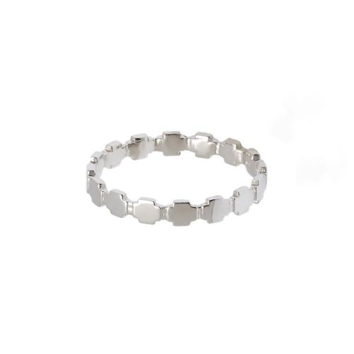 Anel Allegro Cruz de Ouro Branco 18k