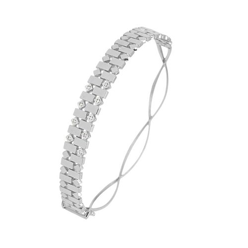 Bracelete Allegro Losangos de Ouro Branco 18k com Diamantes