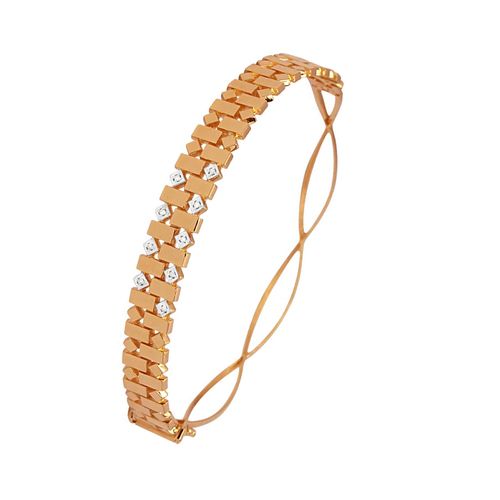 Bracelete Allegro Losangos de Ouro Rosé 18k com Diamantes