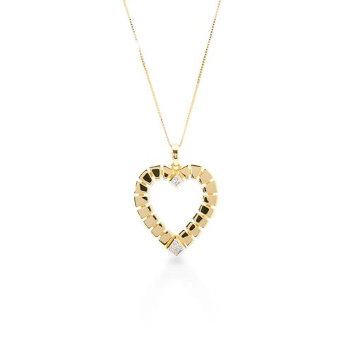 Pingente Allegro Coração P de Ouro 18k com Diamante