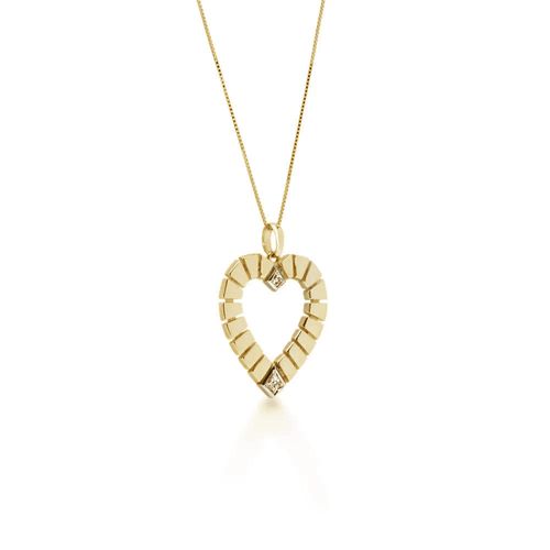Pingente Allegro Coração P de Ouro 18k com Diamante
