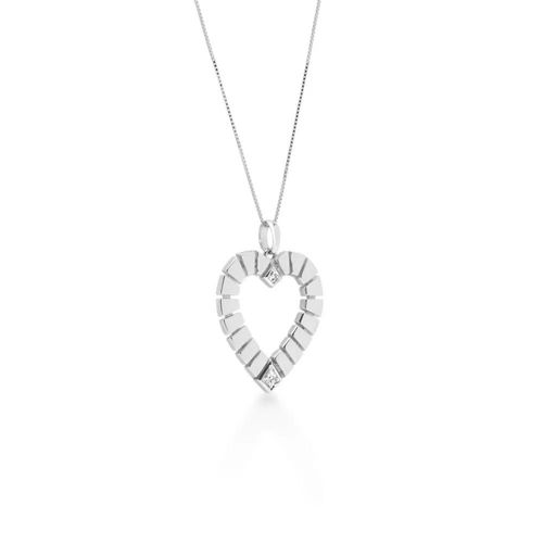 Pingente Allegro Coração P de Ouro Branco 18k com Diamante