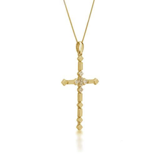 Pingente Allegro Cruz G de Ouro 18k com Diamantes