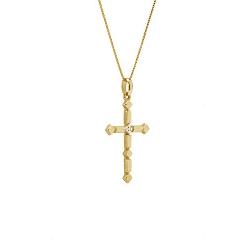 Pingente Allegro Cruz P de Ouro 18k com Diamantes