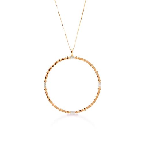 Pingente Allegro Redondo de Ouro Rosé 18k com Diamantes