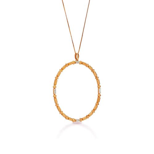 Pingente Allegro Redondo de Ouro Rosé 18k com Diamantes