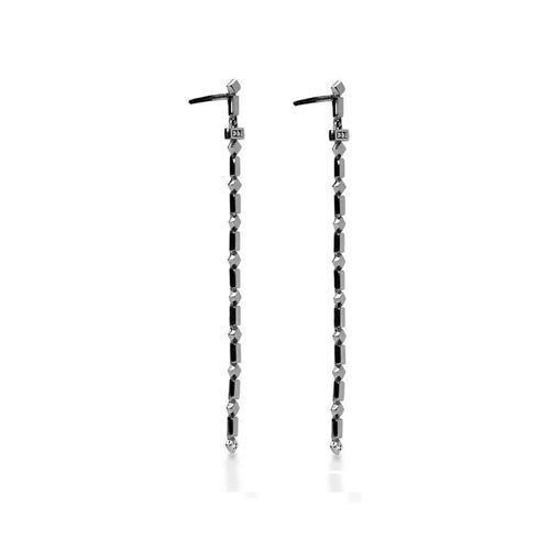 Brincos Allegro Longos de Ouro Negro 18k com Diamantes