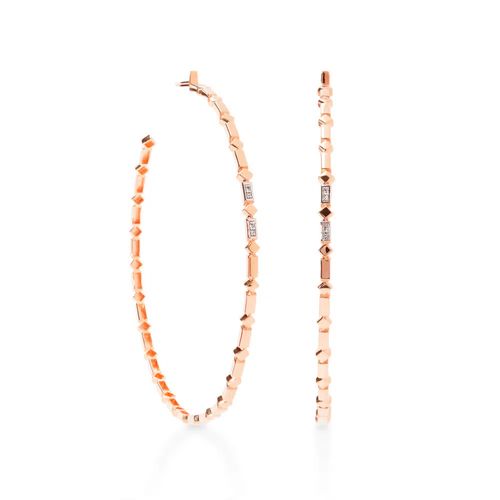 Brincos Allegro de Argola G de Ouro Rosé com Diamantes