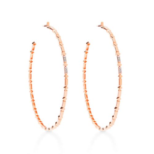 Brincos Allegro de Argola G de Ouro Rosé com Diamantes