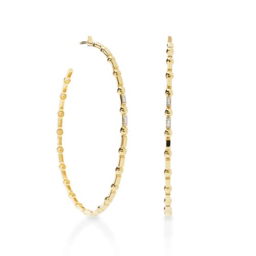 Brincos Allegro de Argola G Bolinhas de Ouro 18k com Diamantes