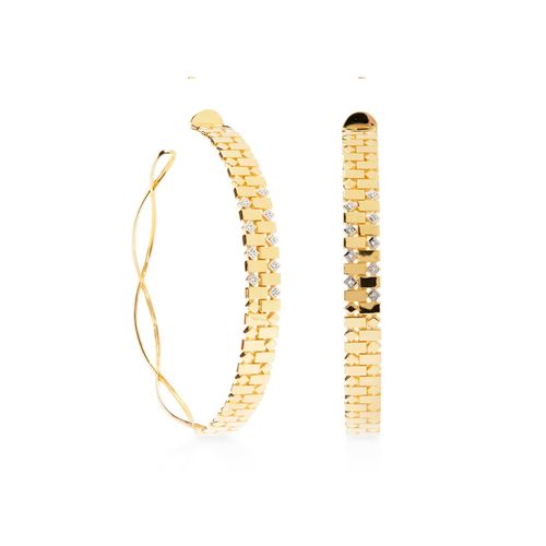 Brincos Allegro de Argola G Losangos de Ouro 18k com Diamantes