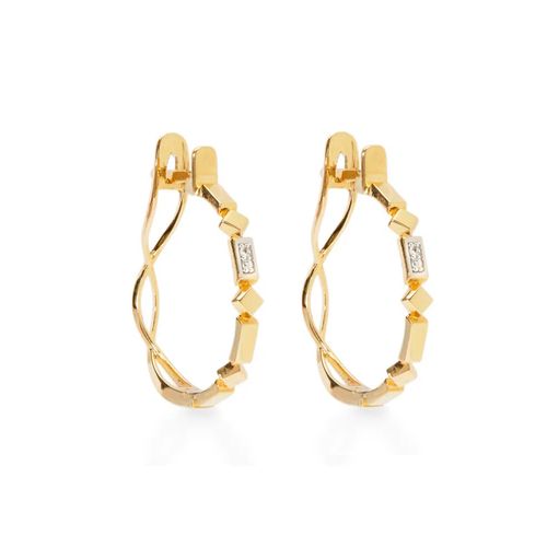 Brincos Allegro de Argola Retângulo de Ouro 18k com Diamantes