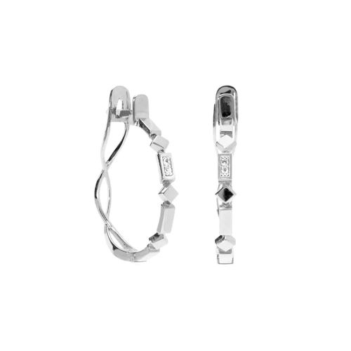 Brincos Allegro de Argola Retângulo de Ouro Branco 18k com Diamantes