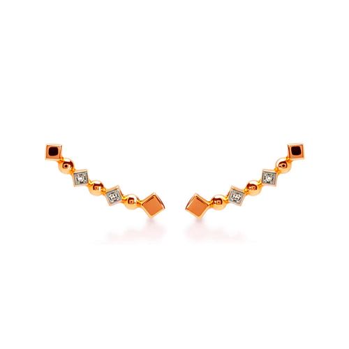 Brincos Allegro Cuff de Ouro Rosé com Diamantes