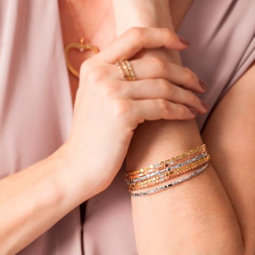 Bracelete Allegro Losangos de Ouro Rosé 18k com Diamantes