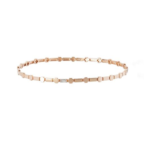 Bracelete Allegro Cruz de Ouro Rosé 18k com Diamantes