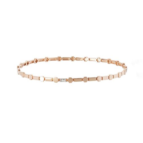 Bracelete Allegro Cruz de Ouro Rosé 18k com Diamantes