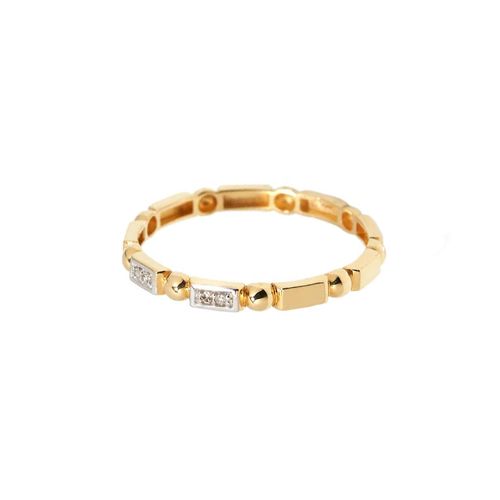 Anel Allegro Fino Bolinhas de Ouro 18k com Diamante