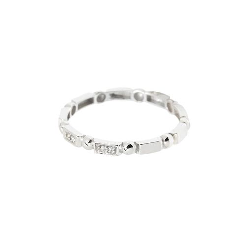 Anel Allegro Fino Bolinhas de Ouro Branco 18k com Diamante