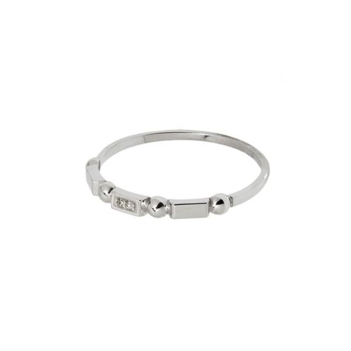 Anel Allegro Fino Bolinhas de Ouro Branco 18k com Diamantes