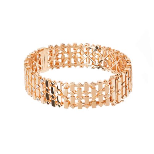 Bracelete Allegro Losangos G de Ouro Rosé 18k com Diamantes