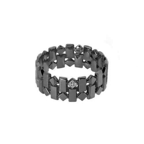 Anel Allegro Losangos de Ouro Negro 18k com Diamante